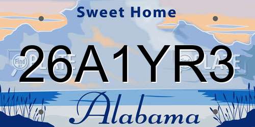 26A1YR3 Alabama License Plate