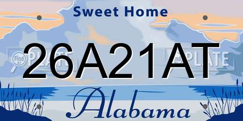26A21AT Alabama License Plate