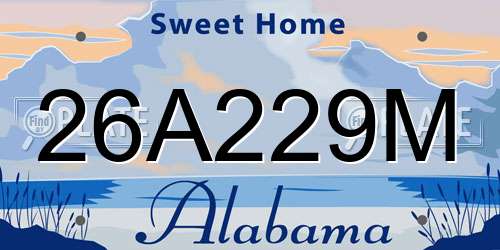 26A229M Alabama License Plate