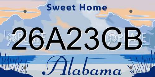 26A23CB Alabama License Plate