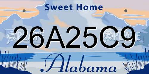 26A25C9 Alabama License Plate