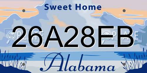 26A28EB Alabama License Plate