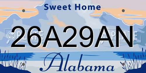 26A29AN Alabama License Plate