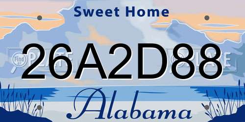 26A2D88 Alabama License Plate