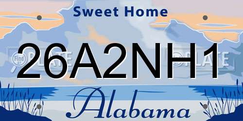 26A2NH1 Alabama License Plate
