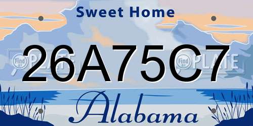 26A75C7 Alabama License Plate