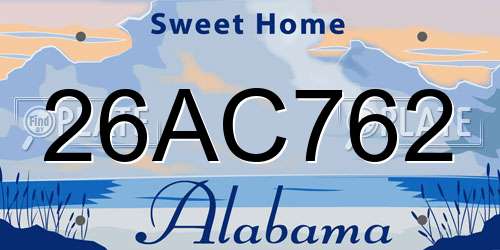 26AC762 Alabama License Plate