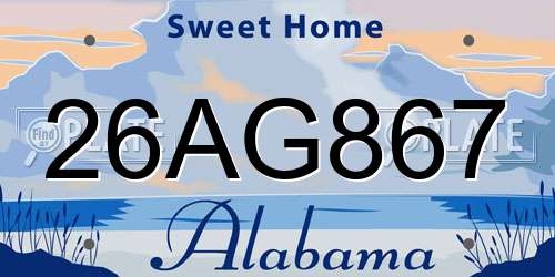 26AG867 Alabama License Plate