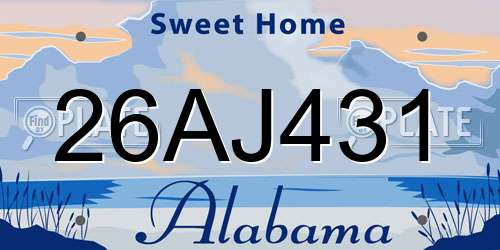 26AJ431 Alabama License Plate