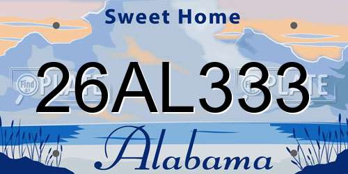26AL333 Alabama License Plate