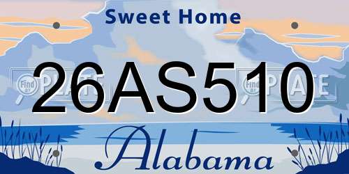 26AS510 Alabama License Plate