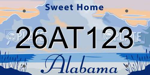 26AT123 Alabama License Plate