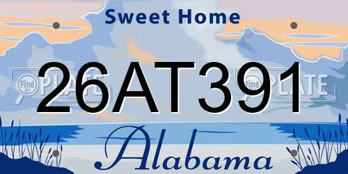 26AT391 Alabama License Plate