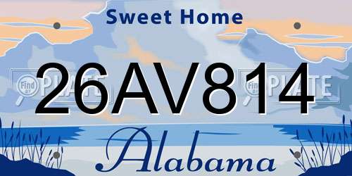 26AV814 Alabama License Plate