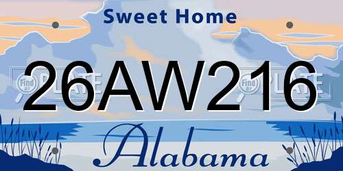 26AW216 Alabama License Plate
