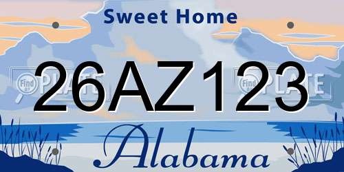 26AZ123 Alabama License Plate