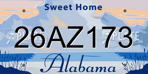 26AZ173 Alabama License Plate