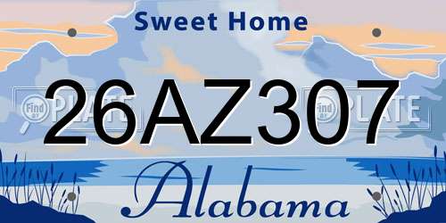26AZ307 Alabama License Plate