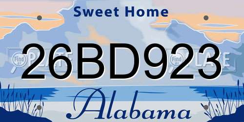 26BD923 Alabama License Plate