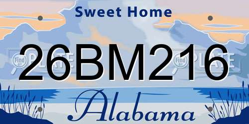 26BM216 Alabama License Plate