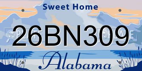 26BN309 Alabama License Plate