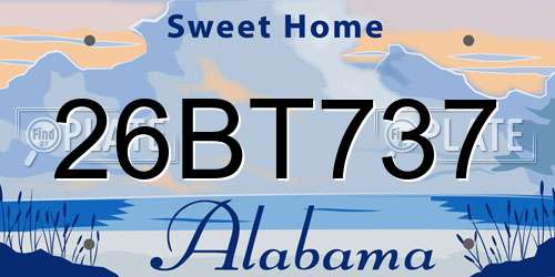 26BT737 Alabama License Plate