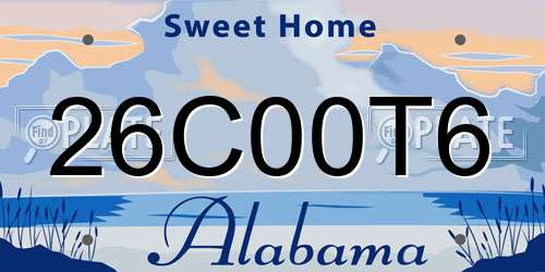 26C00T6 Alabama License Plate