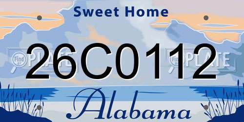 26C0112 Alabama License Plate