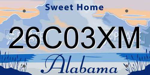 26C03XM Alabama License Plate