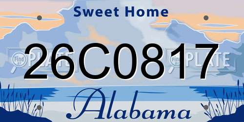 26C0817 Alabama License Plate