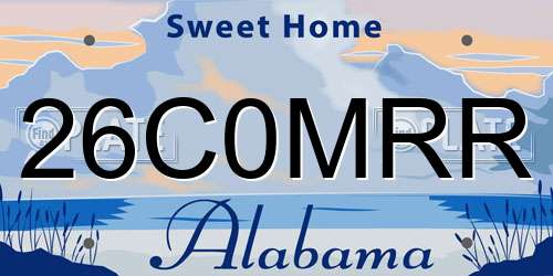 26C0MRR Alabama License Plate