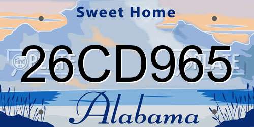 26CD965 Alabama License Plate