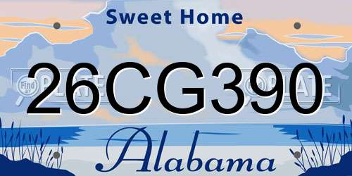 26CG390 Alabama License Plate