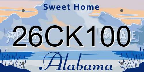 26CK100 Alabama License Plate