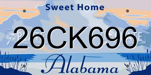 26CK696 Alabama License Plate