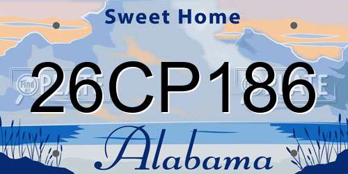 26CP186 Alabama License Plate