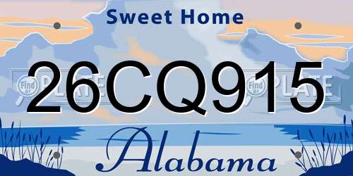 26CQ915 Alabama License Plate