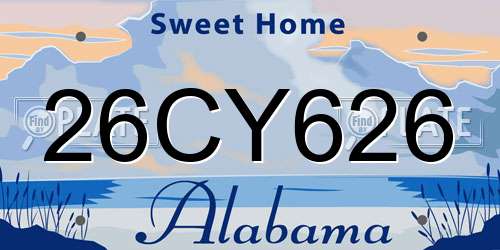 26CY626 Alabama License Plate