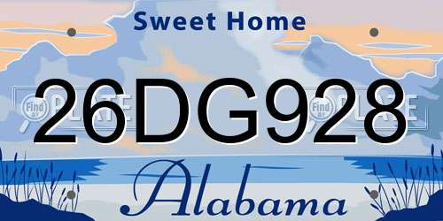 26DG928 Alabama License Plate