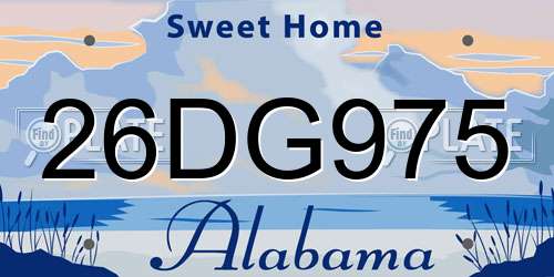 26DG975 Alabama License Plate