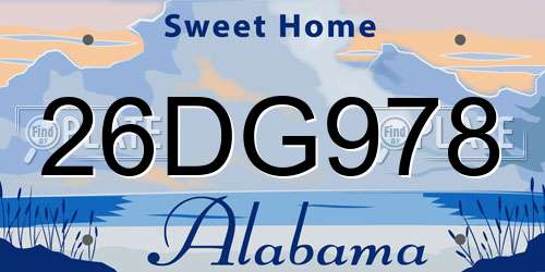 26DG978 Alabama License Plate