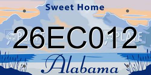 26EC012 Alabama License Plate