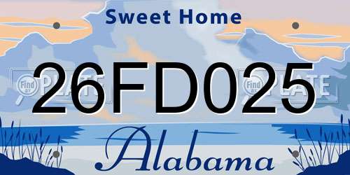 26FD025 Alabama License Plate
