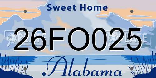 26FO025 Alabama License Plate