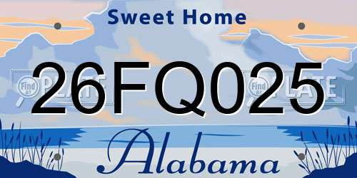 26FQ025 Alabama License Plate