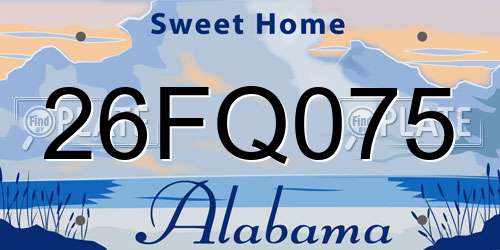 26FQ075 Alabama License Plate