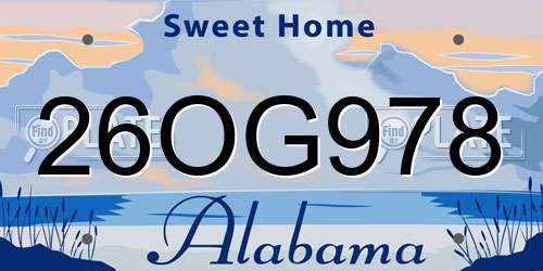 26OG978 Alabama License Plate