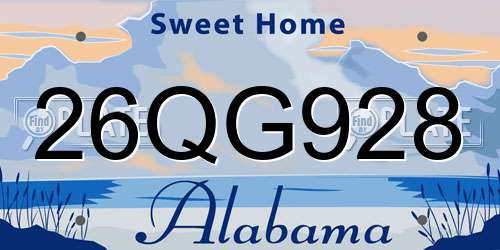 26QG928 Alabama License Plate