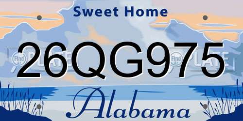 26QG975 Alabama License Plate