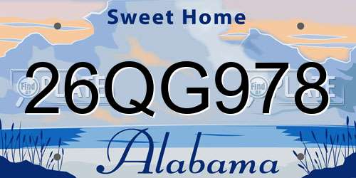 26QG978 Alabama License Plate